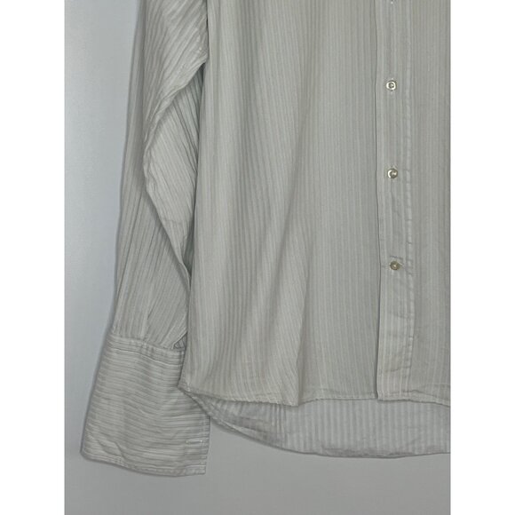 Corneliani Textured Stripe French Cuff Button Front Dress Shirt Blue Cream 16/41 - Picture 3 of 10